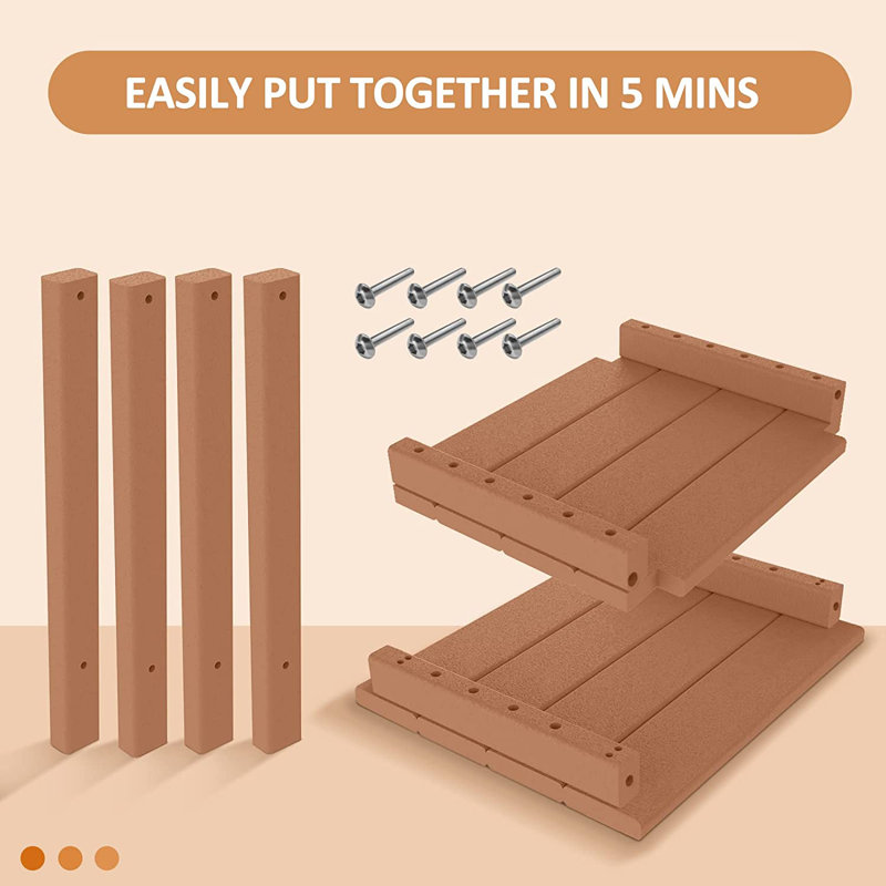 Outdoor Adirondack Table, 2 -tier Patio Weather Resistant Side Table, Teak