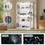 Vitrine moderne à DEL avec tablettes réglables en verre et portes à pression, 4 niveaux, H 70 po x L 45 po x P 16 po, blanc-603044392-596348373