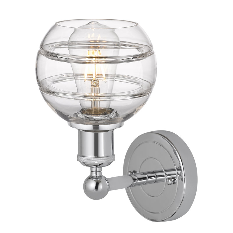 Applique murale 8 lumières Edison Bienes, Transparent, H 10,13 po x l 5,88 po x P 7,44 po, Chrome poli