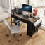 47" Black Computer Desk with Power Outlet, 7 Fabric Drawers, Vanity Table, and Side Pocket-146668379