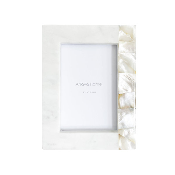 White Mother of Pearl White Marble Picture Frame, 4x6 - Anaya