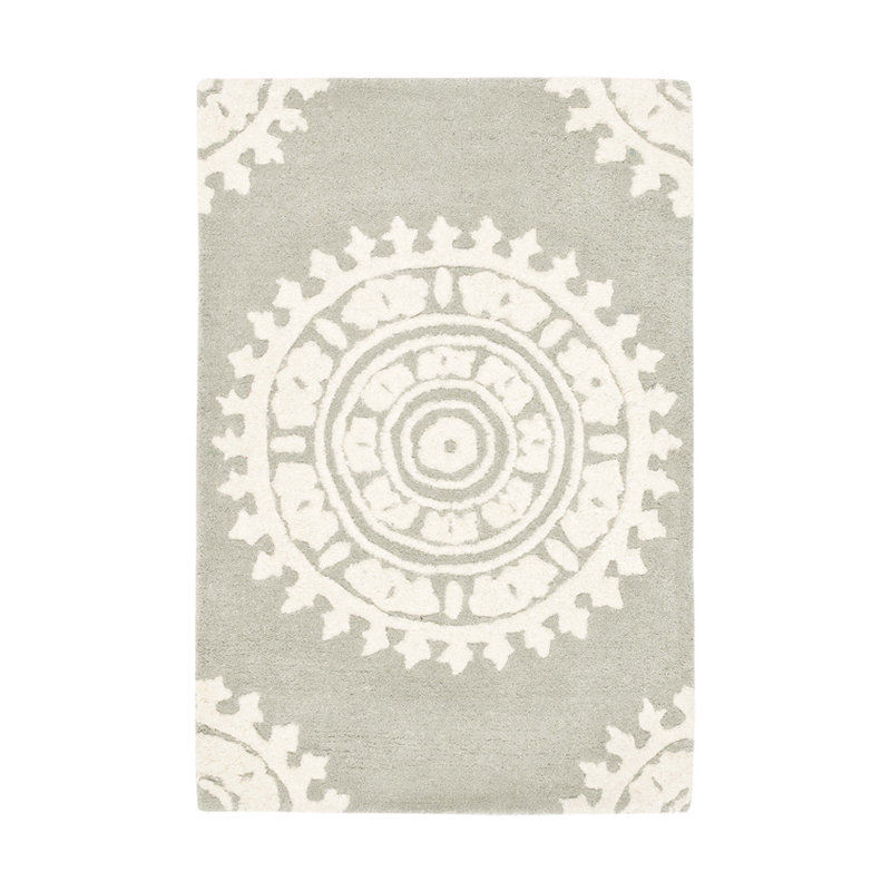 Camisa Hand Tufted Wool & Viscose Pile Geometric Rug, Rectangle 2' x 3'