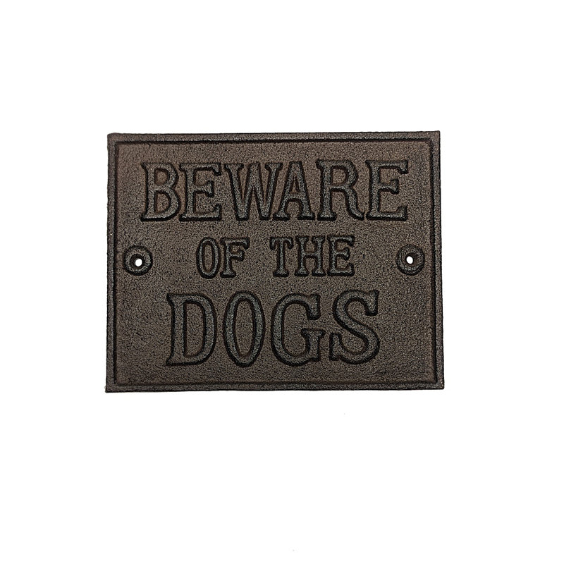 Plaque d'avertissement «Beware of Dogs» en fonte
