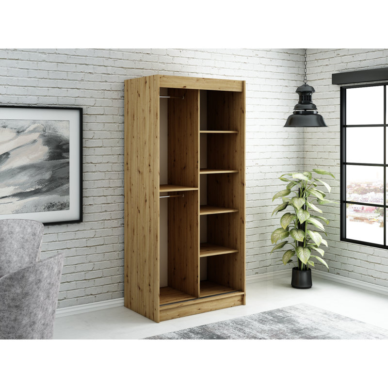 Lucasville Manufactured Wood Wardrobe, 200 H x  100 W x 62 D cm 