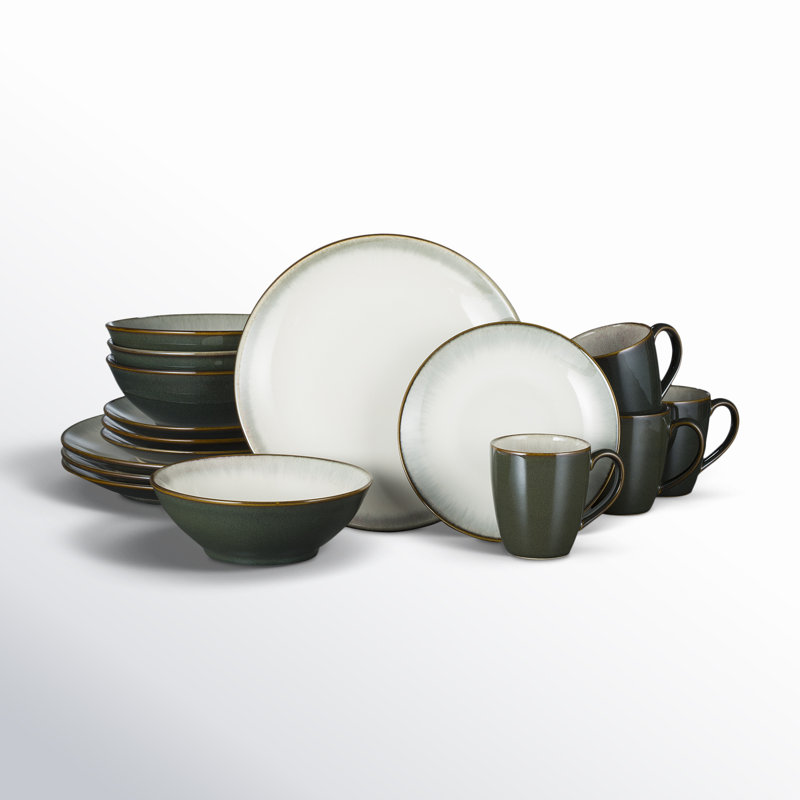 Edmon Dinnerware - Set of 16, Green