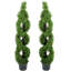 2 x 5 pi arbre de buis artificiel à feuilles en spirale double en pot en plastique, vert