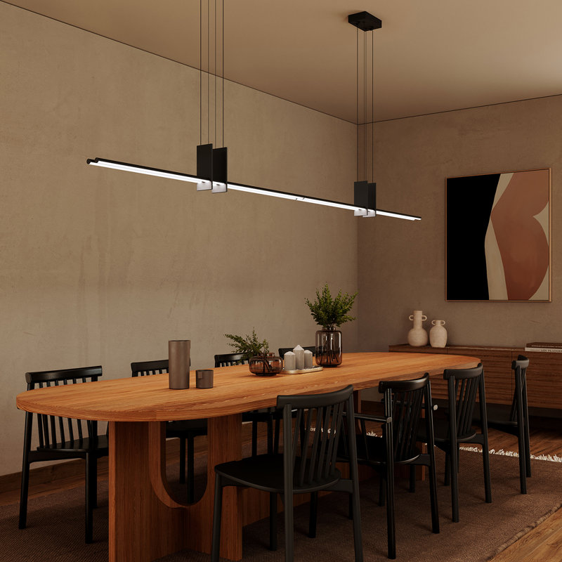 Fino 2 - Light LED Kitchen Island Pendant, Satin Black