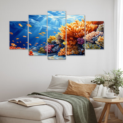 Brown Blue Great Barrier Reef II - Coral Canvas Art Set