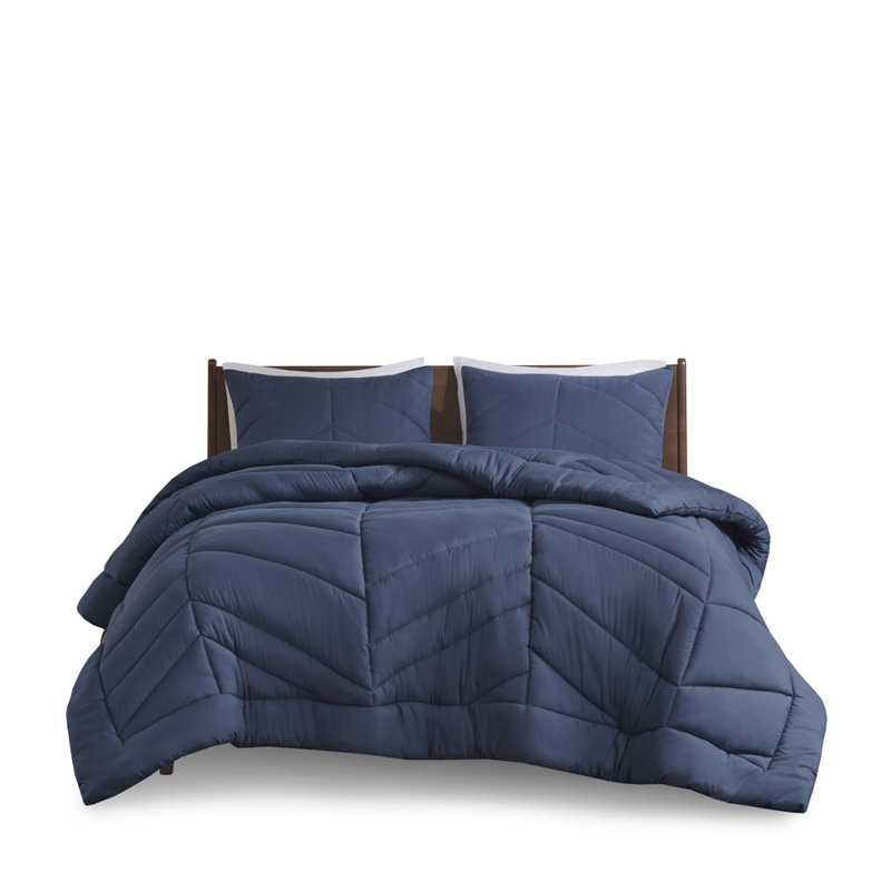 Navy Twin Microfiber Quilted Comforter Set