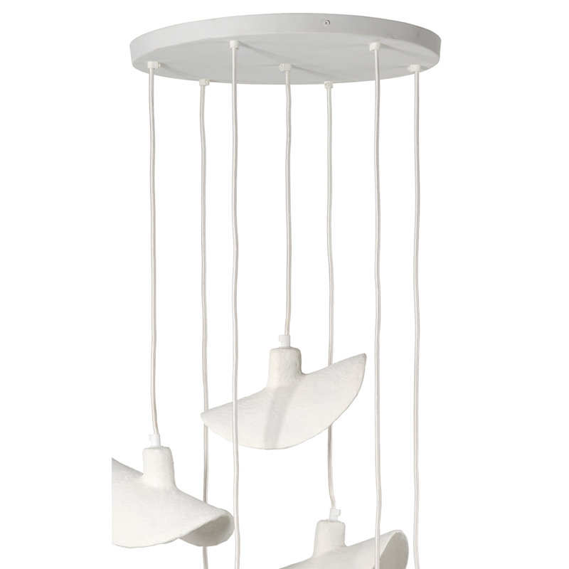 Slope Paper Mache 7-Light Chandelier, Matte White, 7-Light