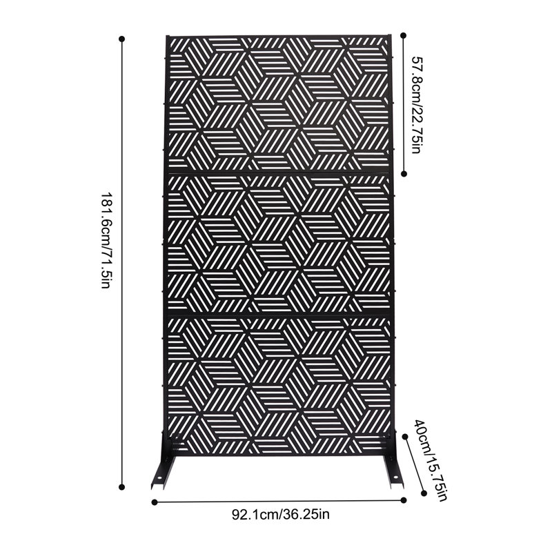 Clôture d'intimité H 71,5 po x l 36,25 po (forme rhombique), Noir