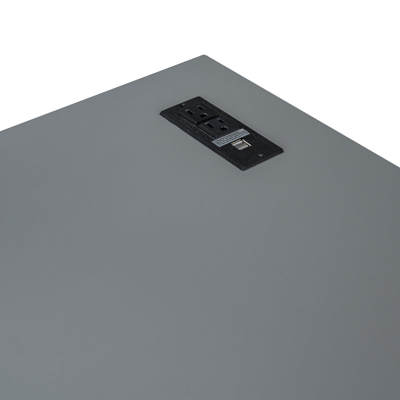Lit superposé avec lit gigogne, rangement et bureau, Gris, Double sur double
