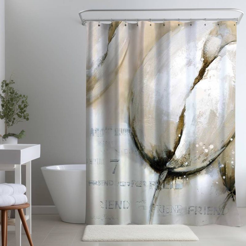 Shower Curtain FL45 – Polyester Shower Curtain, Dye Sublimation Print, 71" W × 74" L, Black/Brown