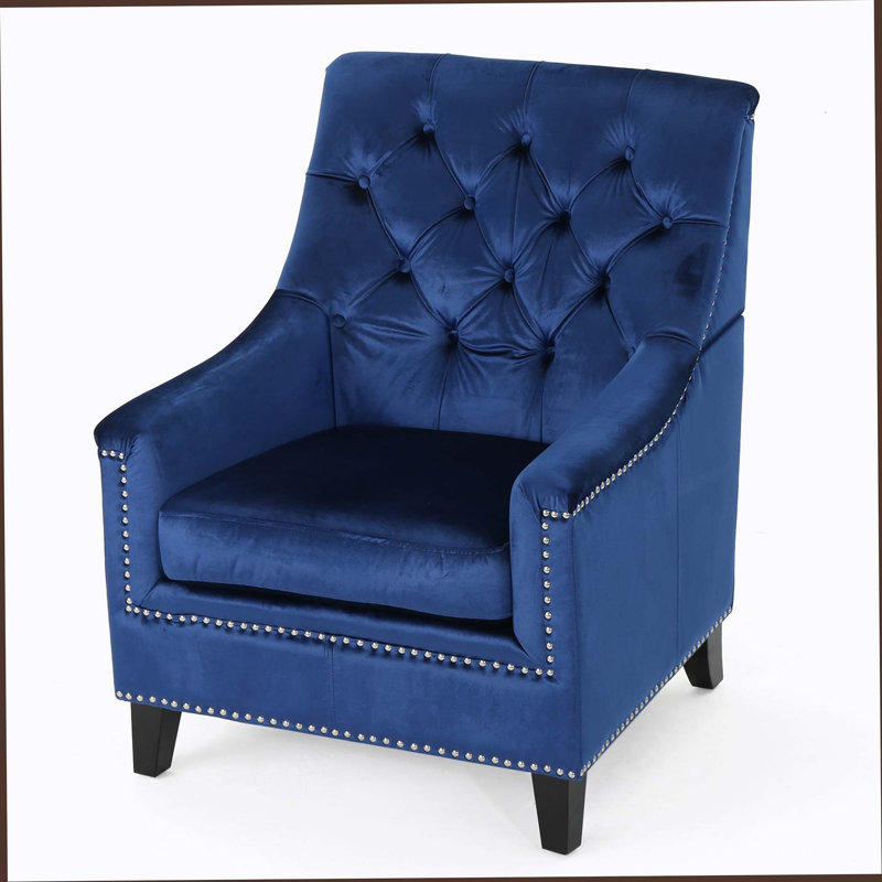 Fauteuil club velours bleu marine