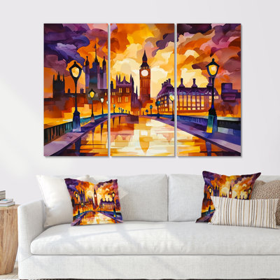 «London's Sunset City Views II - City London», ensemble de reproduction d'art mural
