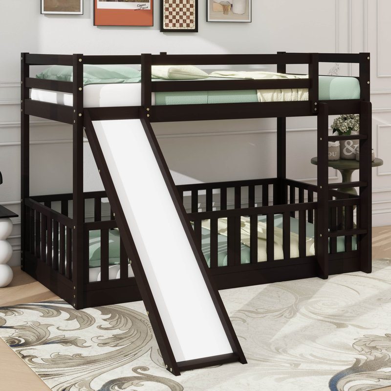 Twin-Over-Twin Bunk Bed With Slide And Ladder, Espresso