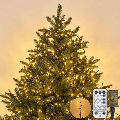 Guirlande lumineuse de Noël de 30 m (100 pi) avec 2000 DEL, télécommande et minuterie, lumière blanche chaude effet pétard, fonction mémoire et 12 modes d'éclairage, étanche, idéale pour fenêtres, porches et espaces extérieurs.