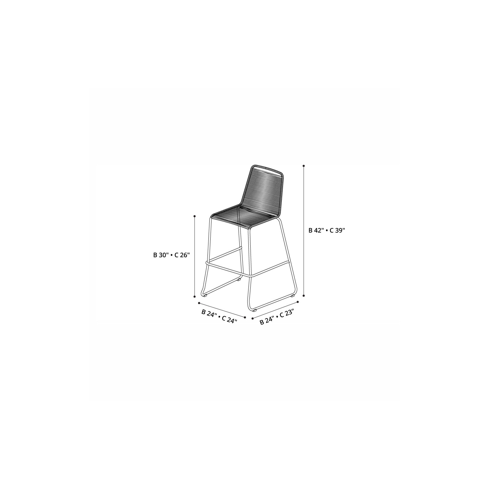 Huron Outdoor Bar Stool, Green, Counter Stool (26" Seat Height)