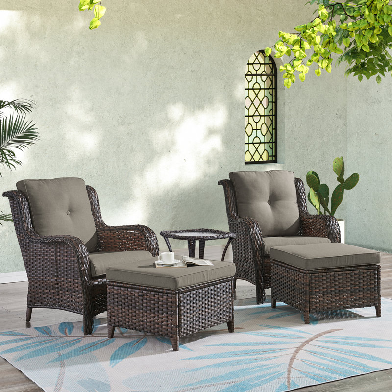 Schutt Wicker 2 - Person Patio Conversation Set with Cushions, Gray, Brown