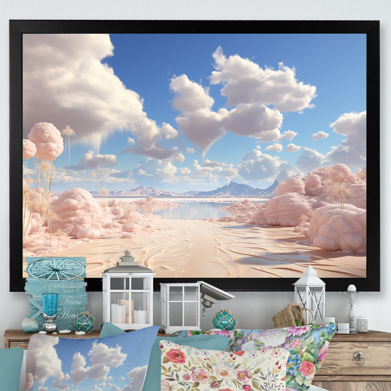 " Marshmallow Mirage Fluffy Cloud I ", Black Single Picture Framed, 32" H x 24" W x 1" D