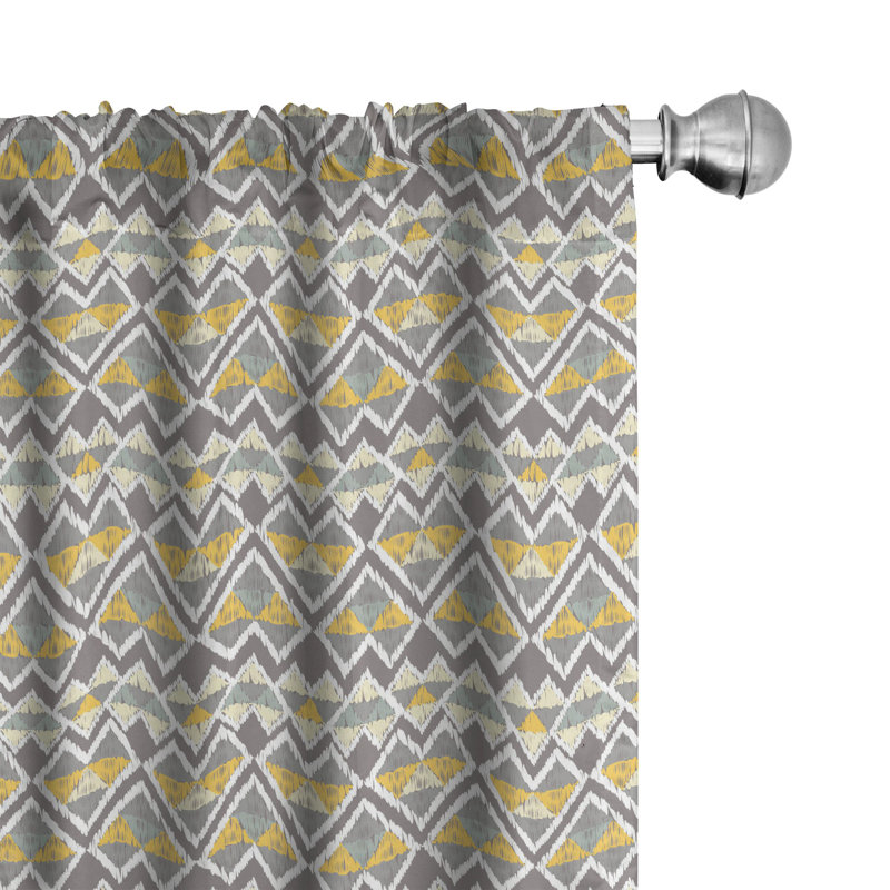 Boho Geometric Semi-Sheer Rod Pocket Curtain Panels, 28" x 63"