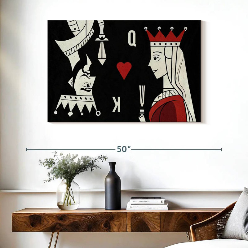 Senne, roi et reine des cœurs, H 26 po x l 39 po
