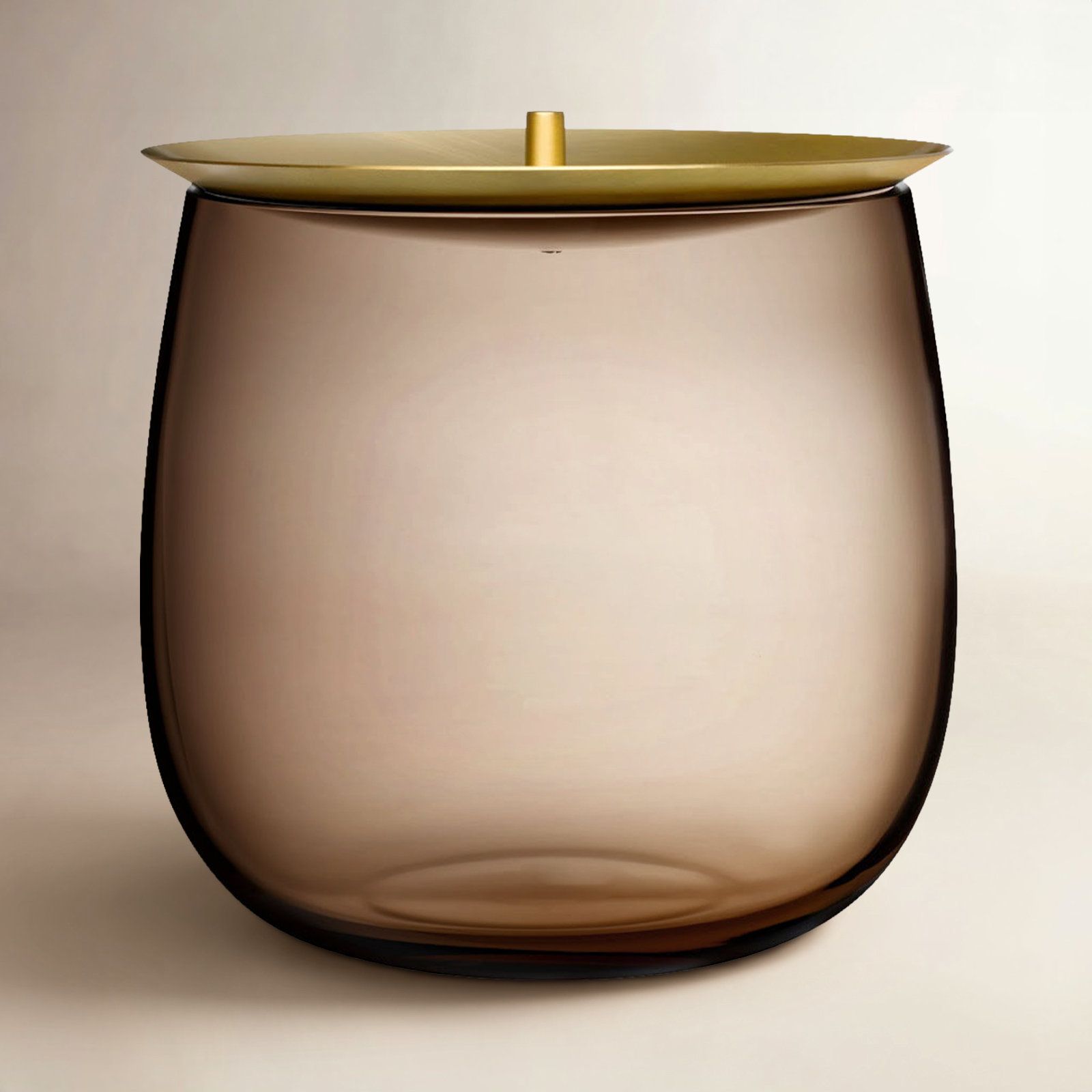 Beret Lead Free Crystal Jar, Caramel,  6.06" H x 6.3" W x 6.3" D