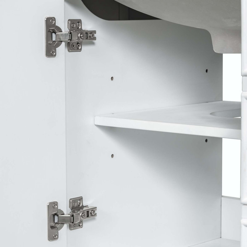 Ensemble de meuble-lavabo avec lavabo et trois tiroirs fonctionnels, Blanc