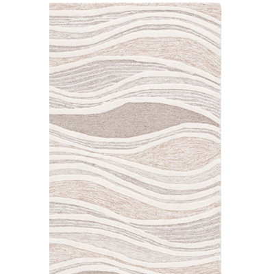 Janhavi Hand Tufted Wool/Cotton Abstract Rug in Natural/Ivory/