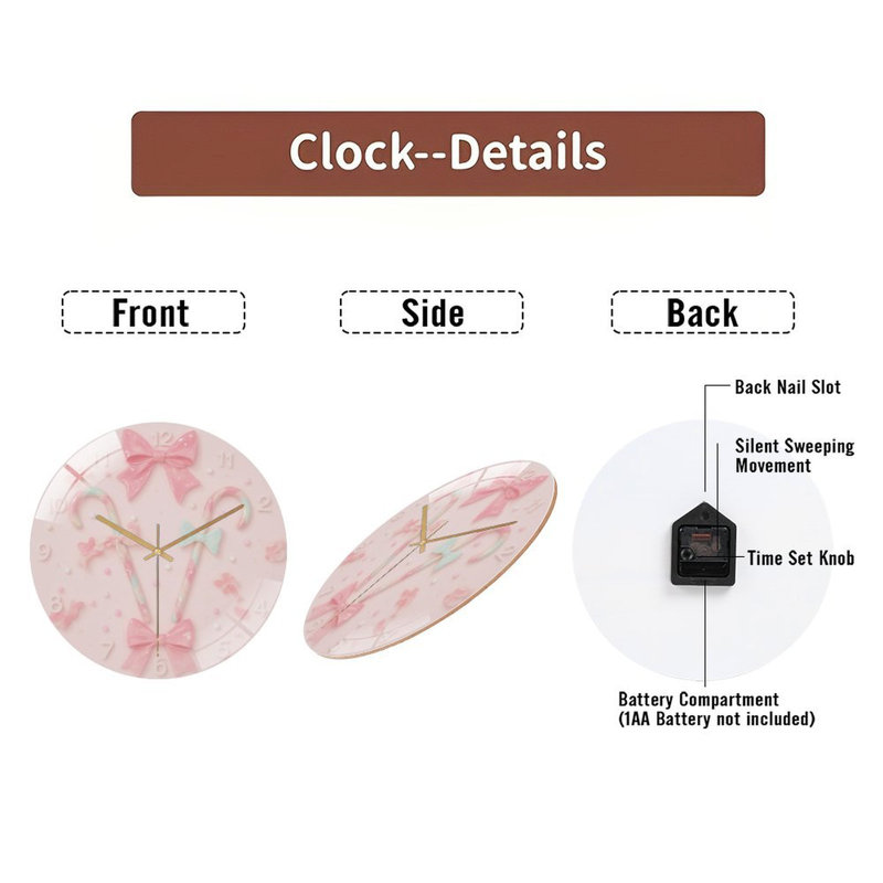 Horloge murale bonbon, canne, horloge murale