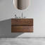 Meuble-lavabo mural en noyer de 30 po avec lavabo en céramique et trois trous de robinet, lavabo une pièce sans drain, pré-assemblé