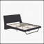 Structure de lit tapissier pour grand lit, plateforme en cuir de polyuréthane avec courbe ondulée et pieds trapézoïdaux, aucun sommier requis, noir-592440104-592440102