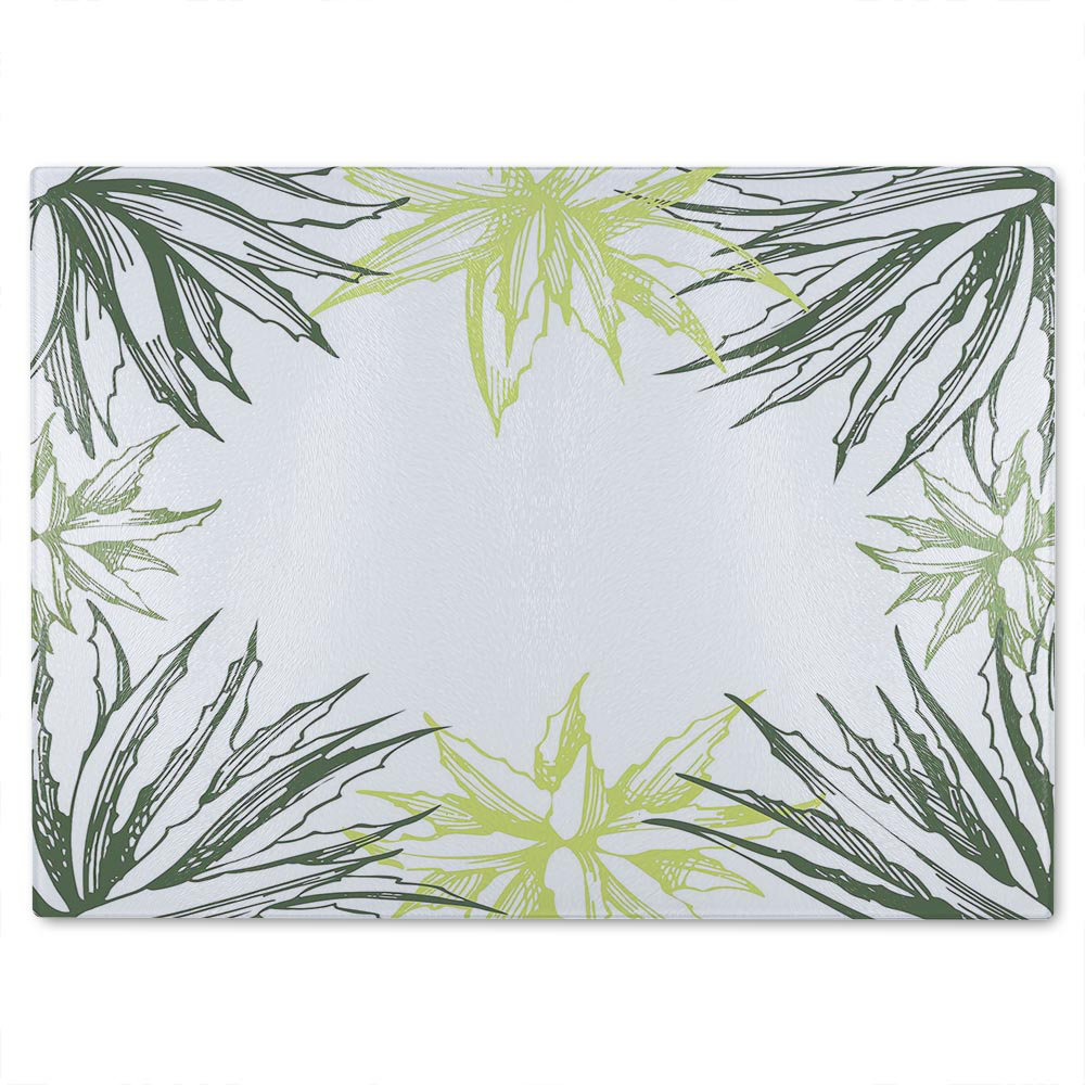 Leaf Border Glass Chopping Board