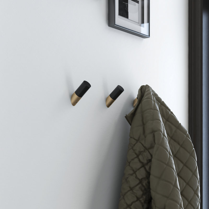 Keniyah Solid Wood Wall Wall Hook, Champagne Bronze/Black