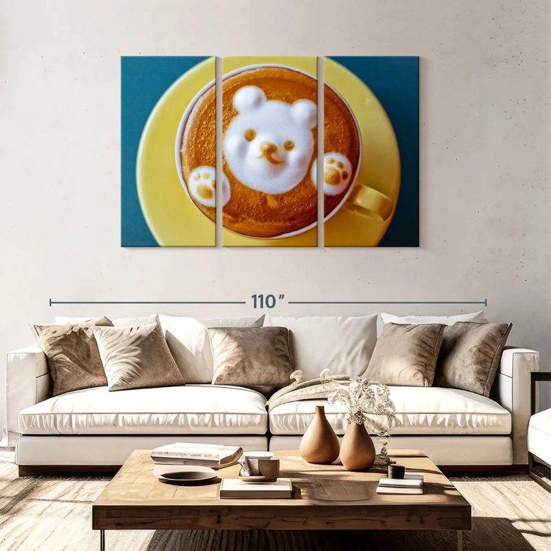 Yarlin Bear Latte Coffee, 48" H x 74" W