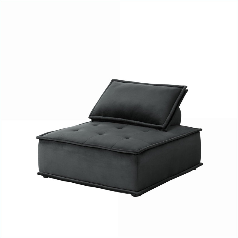 Ensemble de 2 chaises longues sans accoudoirs capitonnées Classic Classic, Velours noir, 2