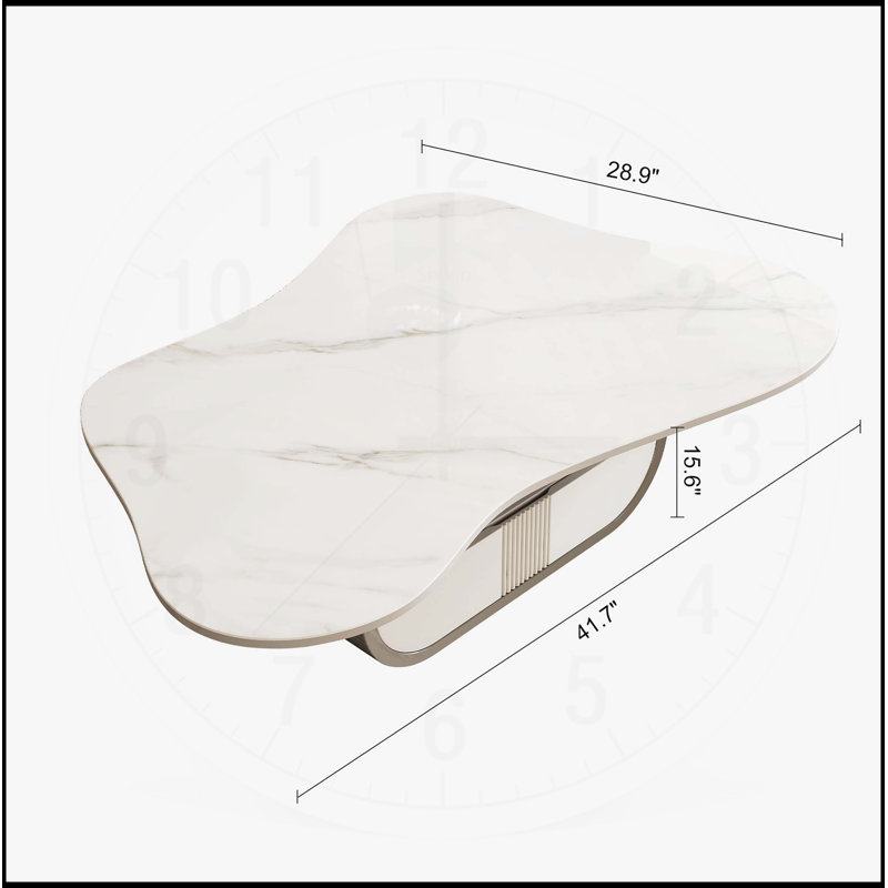 Table basse moderne avec plateau en pierre frittée Modern Butterfly, Gris