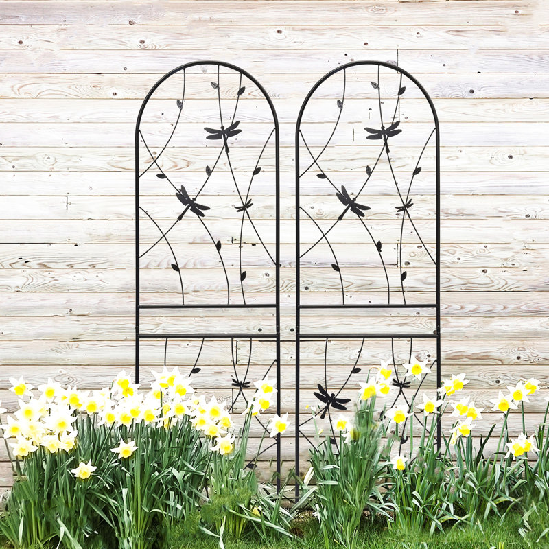 Treillis de jardin en métal 71 de 71 po x 19,7 po, antirouille pour les plantes d'extérieur, noir, facile à construire à l'extérieur avec 4 jardins en treillis, rappel de fleurs, assemblage simple