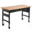 Adjustable Height Wood Workbench with Metal Frame and Power Outlets