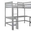 Lit mezzanine simple en bois en forme de L avec échelle et 2 bureaux intégrés en forme de L, gris
