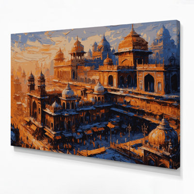 Art mural sur toile mauve avec villes en Inde