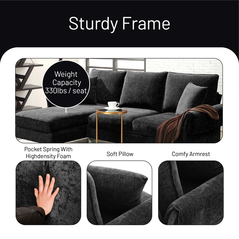 Canapé modulaire Nyora, Polyester noir