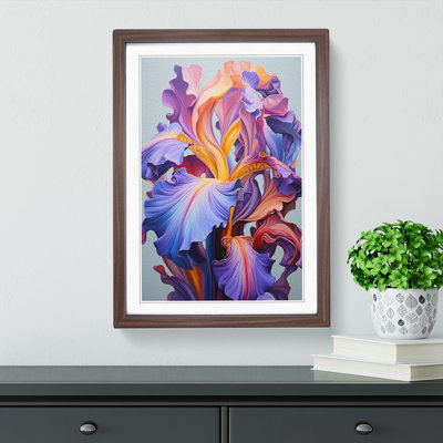 Iris Flower Hard Edge Painting - Framed Print