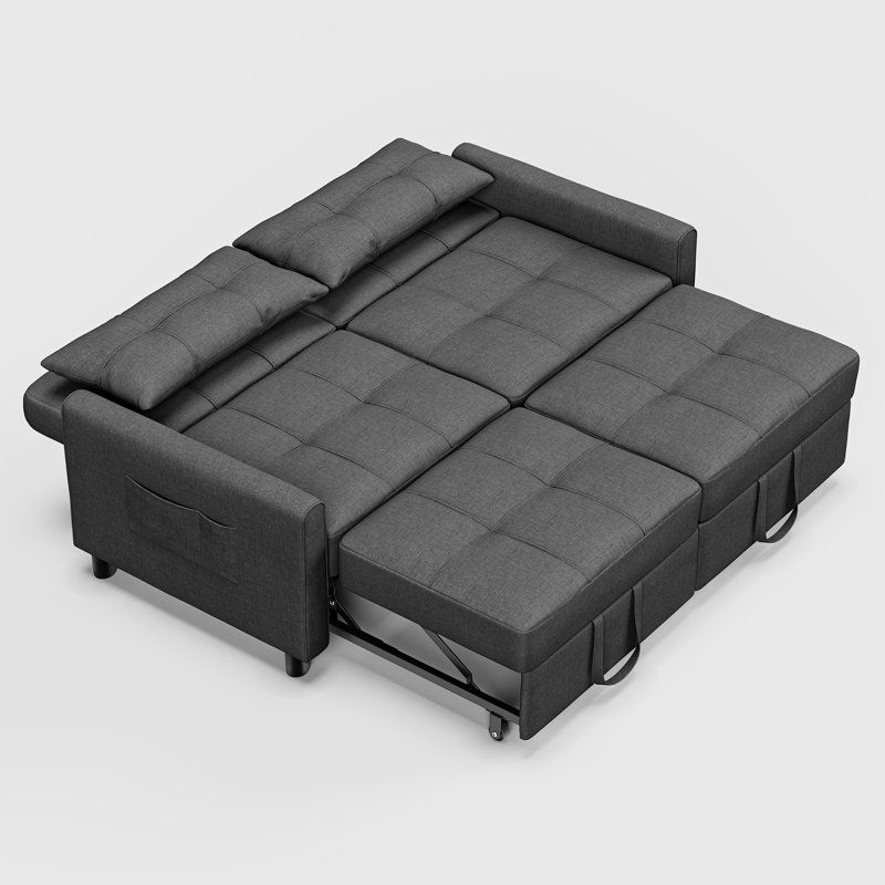 Muns 58" Pull Out Couch Sofa with Separate Ottoman and Adjustable Backrest