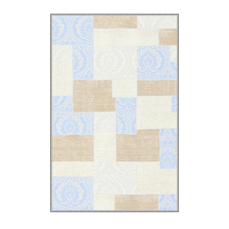 Stylish Woven Carpet (3.9 x 4.0 ft), 100% Polyester, Pile Height: 0.3 in | Antibacterial & Non-Slip Underside, 3D Digital Printing | Machine Washable, Perfect for Home Décor, Living Room & Bedroom Use
