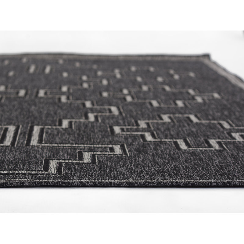 Black Rectangular Synthetic 5' x 7' Stain-Resistant Rug