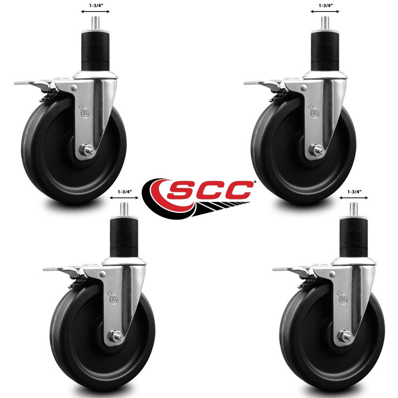 Ensemble de roulettes extensibles pivotantes à tige pivotante de 5 pouces de 1 à 3 po