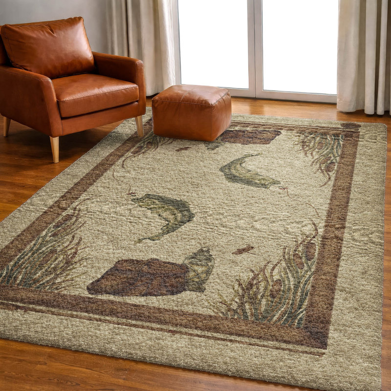 Premium Machine Washable Dream Shag ADS145 Fish Rug, 9' x 12'
