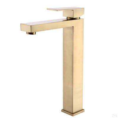 Gold Bathroom Faucet, Brushed Gold Faucet For Bathroom Sink, Gold Single Hole Bathroom Faucet Modern Single Handle Vanity Basin Faucet