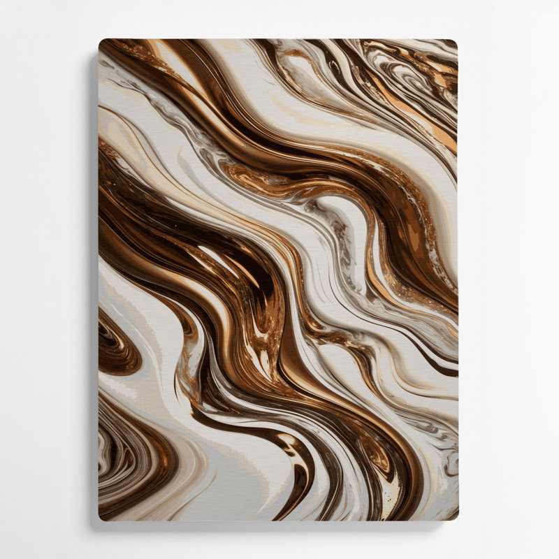 Art abstrait abstrait en métal beige 91, H 12 po x l 18 po